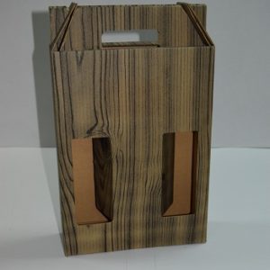 caja de cartón efecto madera