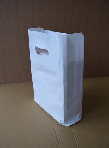bolsa papel blanca con asa riñón