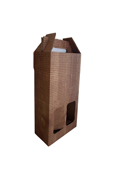Caja de cartón 2 botellas efecto madera
