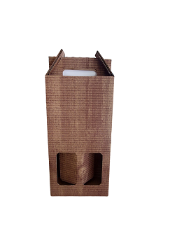 Caja cartón 2 botellas efecto madera